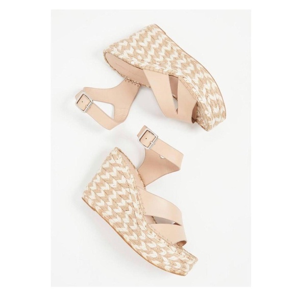 SIGERSON MORRISON Arien platform wedge Espadrilles Beige Nude leather sandal 7.5 - Picture 7 of 16
